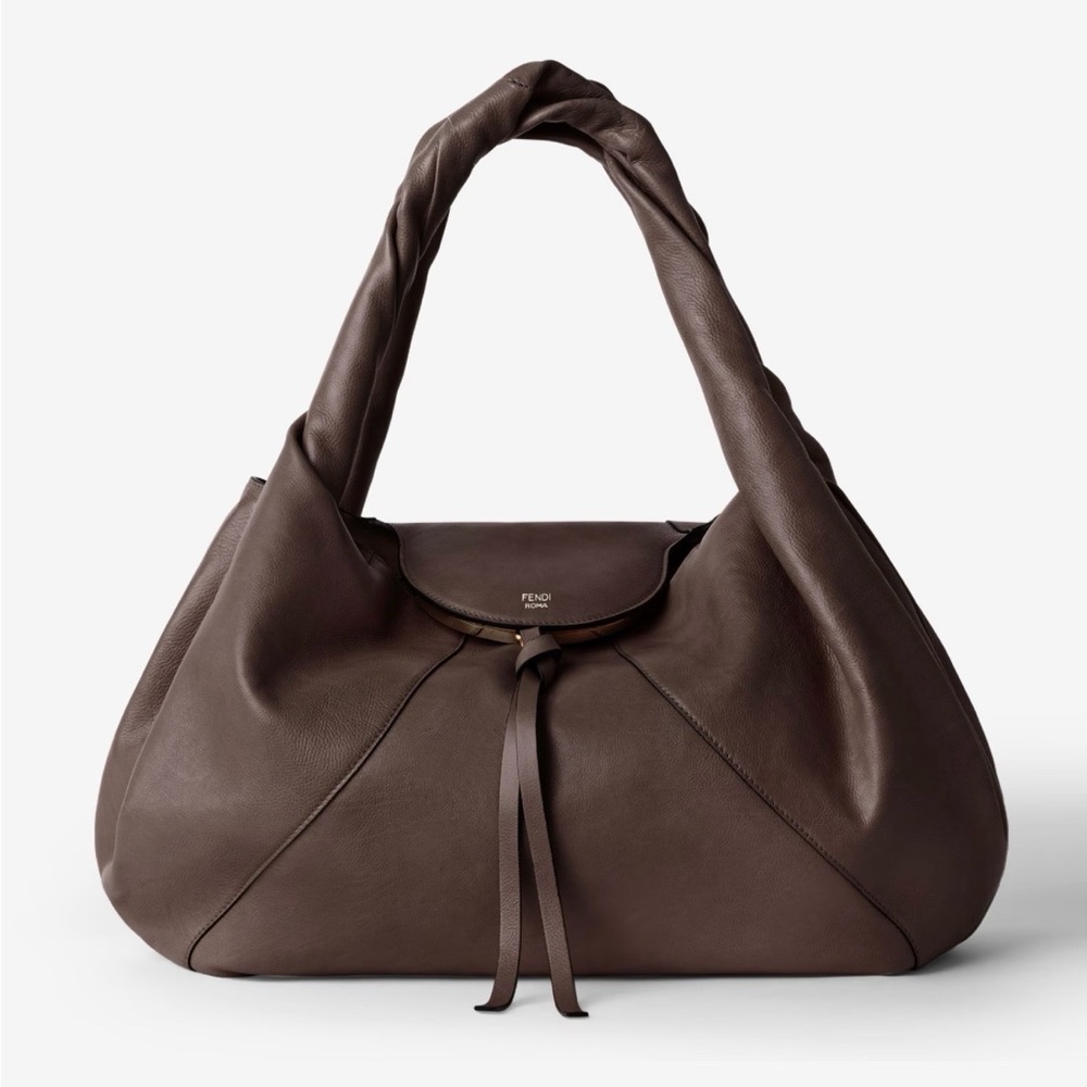 Fendi Dark Brown Leather Hobo Bag